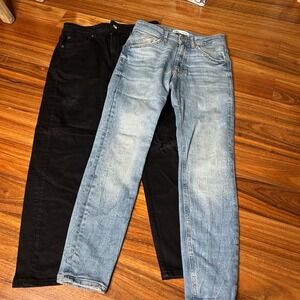 Zara Mens Jeans Bundle: Black Ripped Jeans & Light Wash‎ Denim - US29